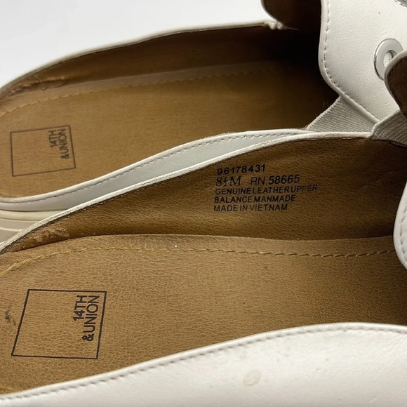 14th & Union Women’s white backless closed toe slides size 8.5m w/ silver rings - Picture 7 of 9